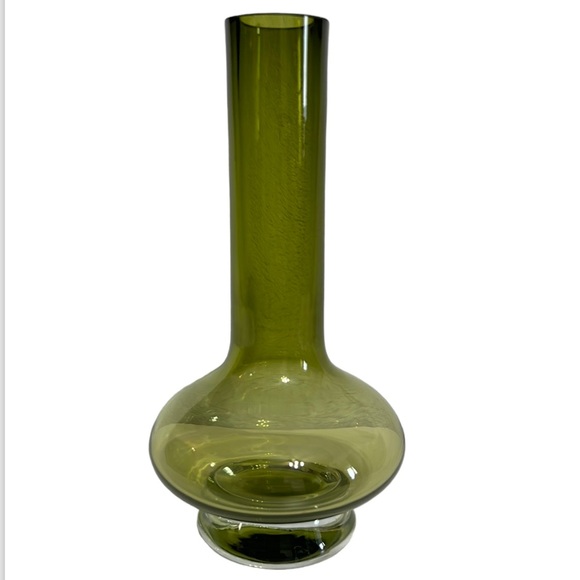 MCM Waterford Olive Green Marquis Glass Vase By Waterford 9” - Picture 1 of 6
